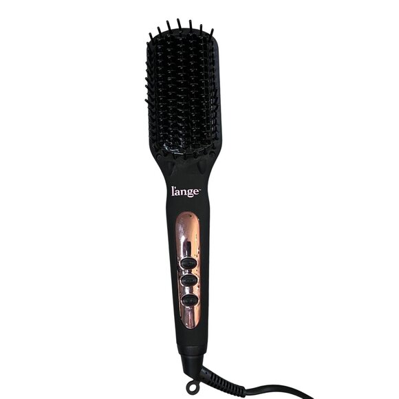 L'ange Le Vite Ceramic Heated Hair Straightening Brush Tool Black & Rose Gold